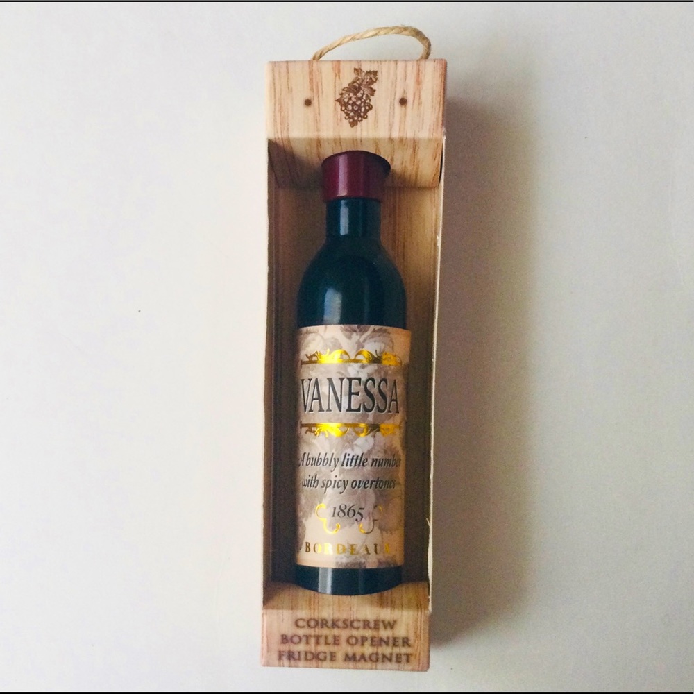 Personalized Vanessa Wine Bottle Corkscrew/Opener/Magnet